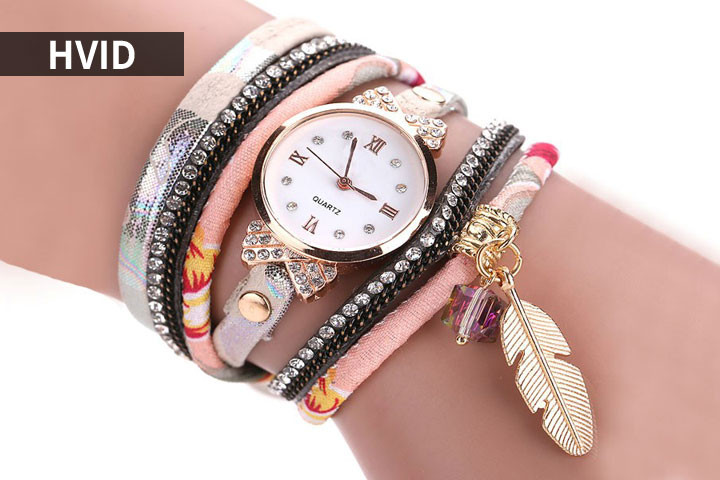 Feather Wrap Watches med Cubic Zirconia krystaller 3 