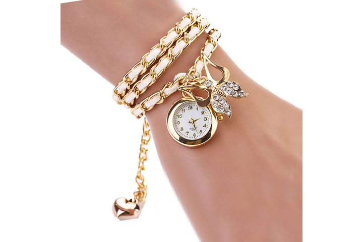 Butterfly Wrap Watch med smukke Cubic Zirconia krystaller 4 